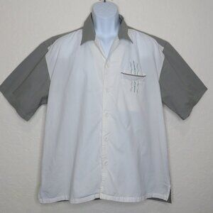 RS‎ Surf* Men's Short Sleeve Button Down Straight Hem Two Tone Shirt~ Size Large